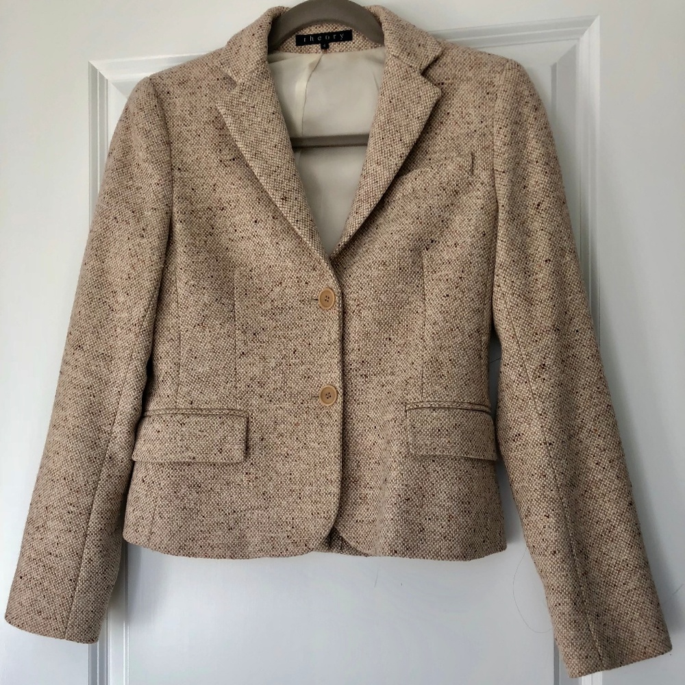Theory Tweed Tan Suit Blazer